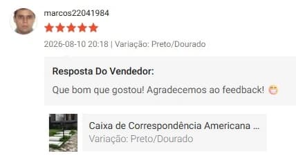 Avaliação 5 estrelas de marcos22041984, com resposta do vendedor